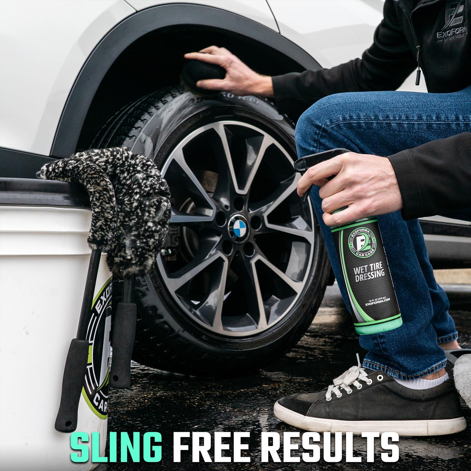 Wet Tire Dressing 16 Fl Oz Non Greasy High Gloss Fast Drying UV Protection