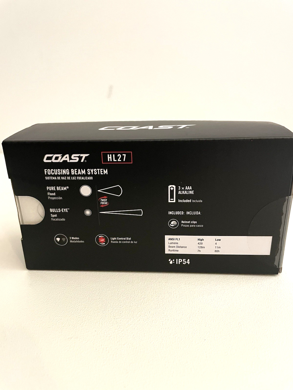 Coast HL27 Focusing LED Headlamp 420 Lumens IP54 AAA Batteries Sealed Box