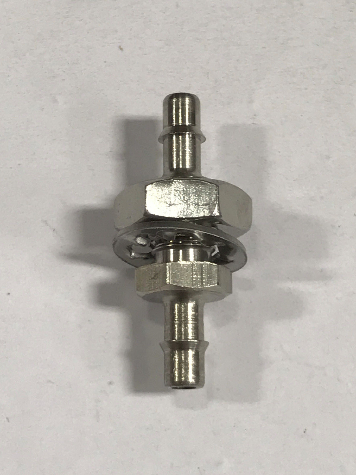 Stainless steel bulkhead fitting, 1/4-28 UNF thread to 1/8 ID tubing barb