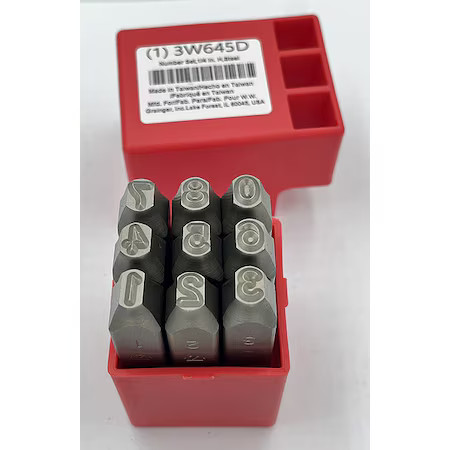 Zoro Select 3W645 Hand Stamp Kit, Number Set, 3W645