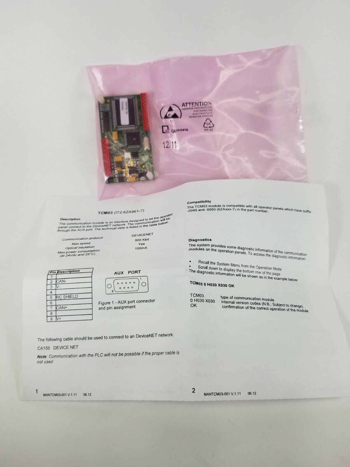 Exor TCM03A Add on Module for DeviceNet TCM03 New Old Stock
