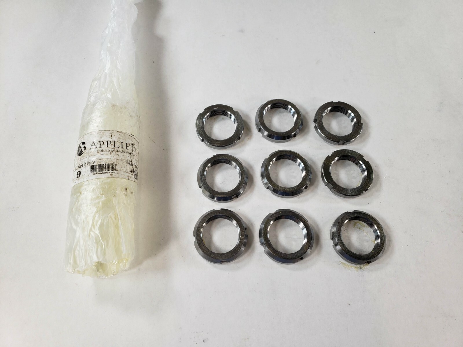 Lot Of 9 Applied Industrial Technologies N08 Silver Standard Locknut
