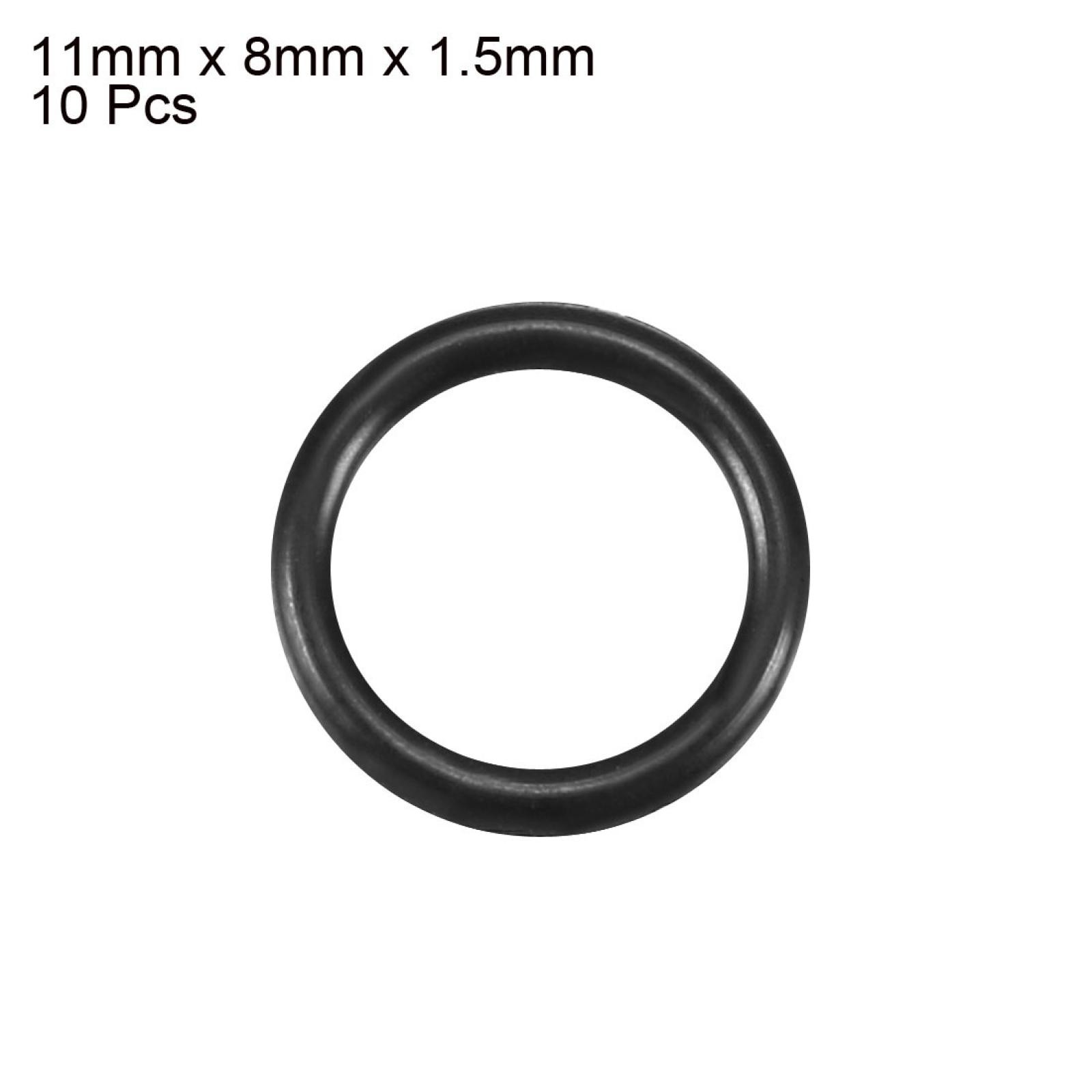 10 Pcs Black Rubber Oil Seal O Ring Sealing Gaskets 11mm x 8mm x 1.5mm
