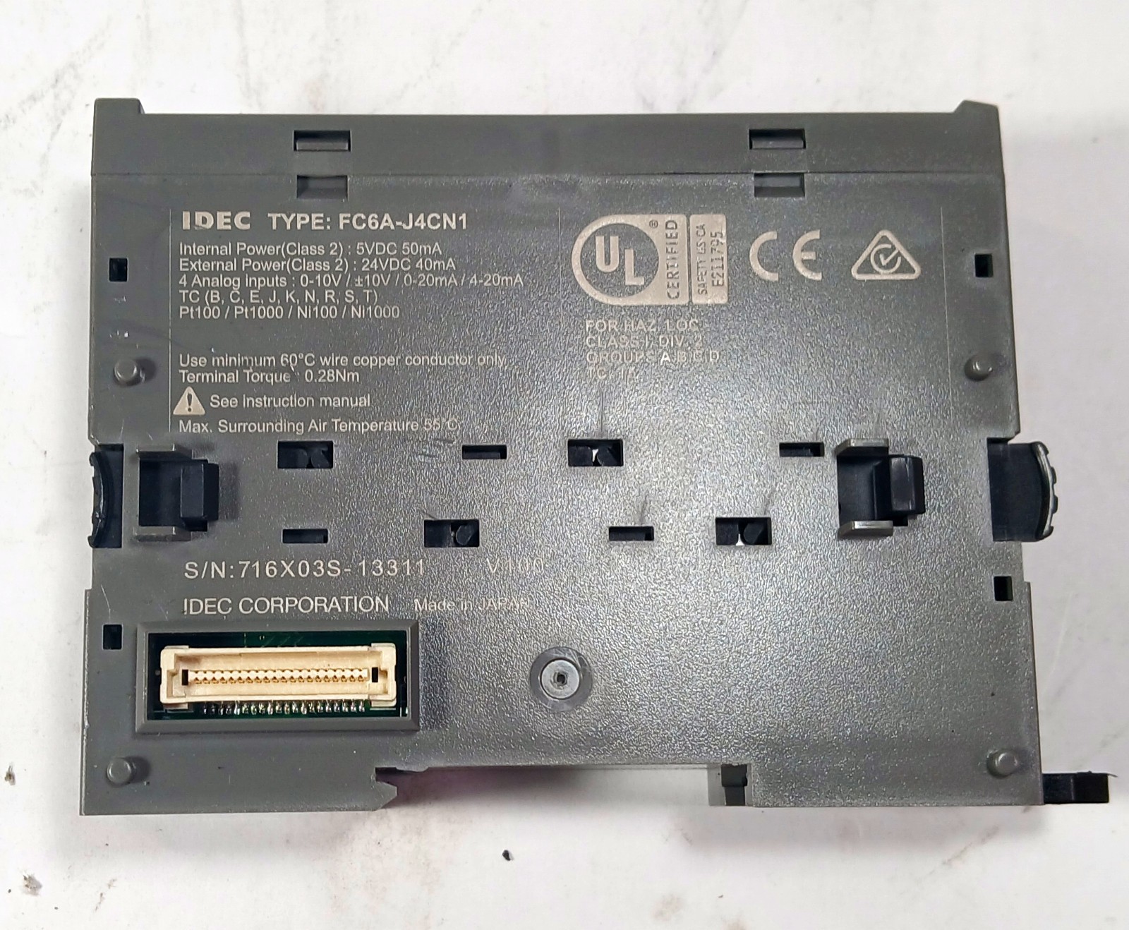 1 USED IDEC FC6A-J4CN1 MICROSMART PLC 4PT ANALOG INPUT MODULE ***MAKE OFFER***