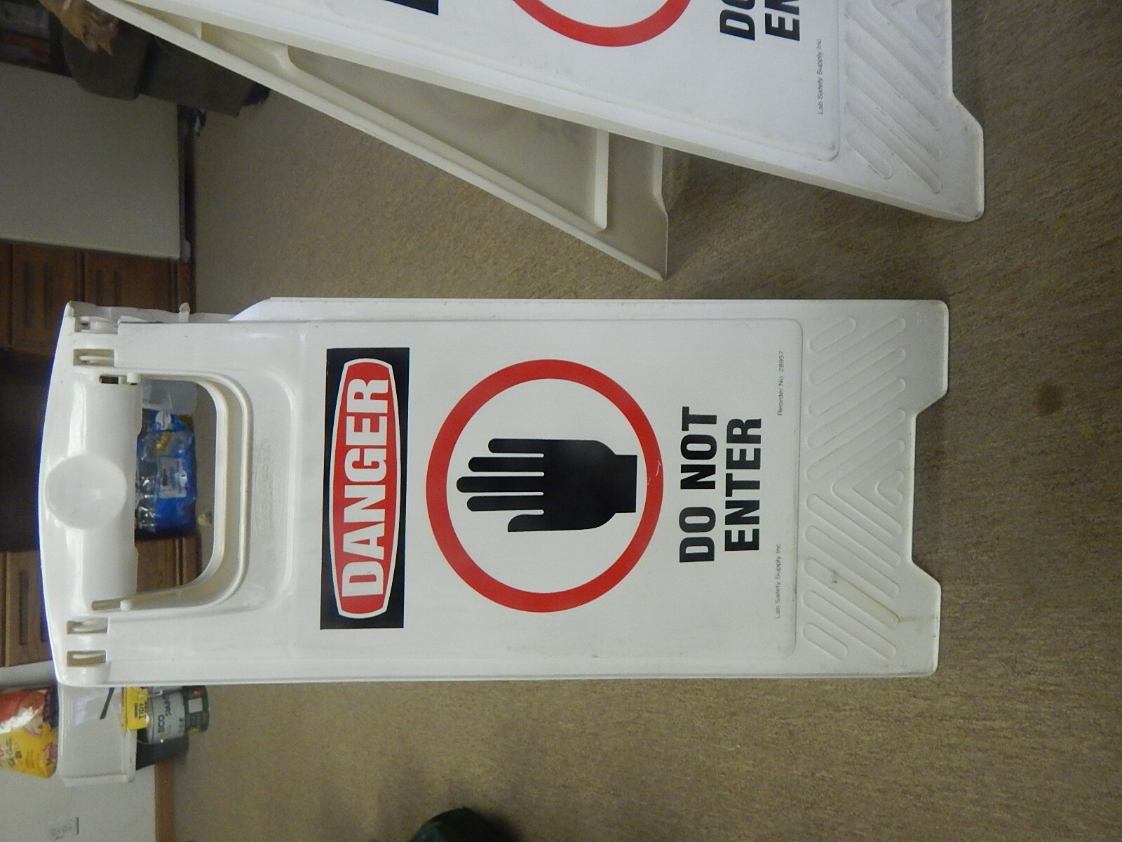 NEW Lab Safety Supply 28957 Danger Warning Do not Enter Floor Signs Lot/2