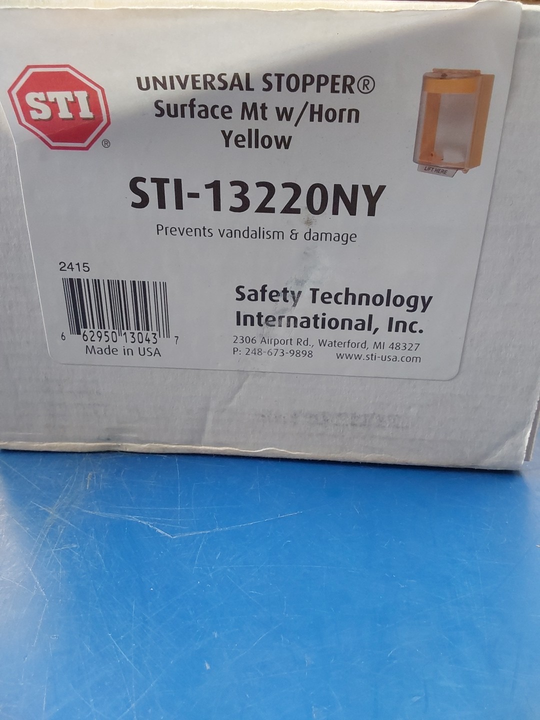 Safety Technology International Sti-13220NY Universal Stopper SURFACE MT W/HORN