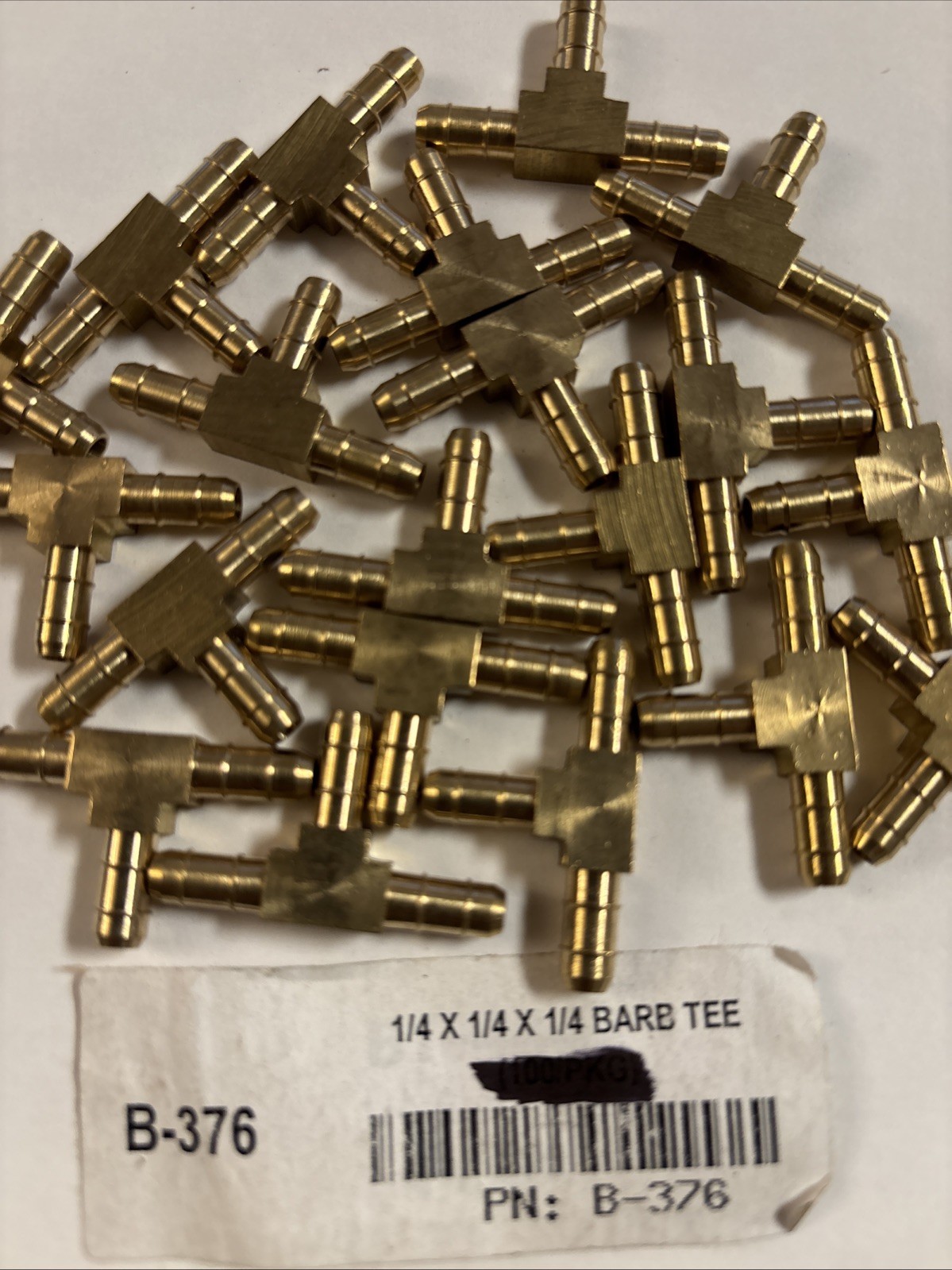 (20ea) Schneider Electric B-376 Brass Union Tee ( .203″ over barb )