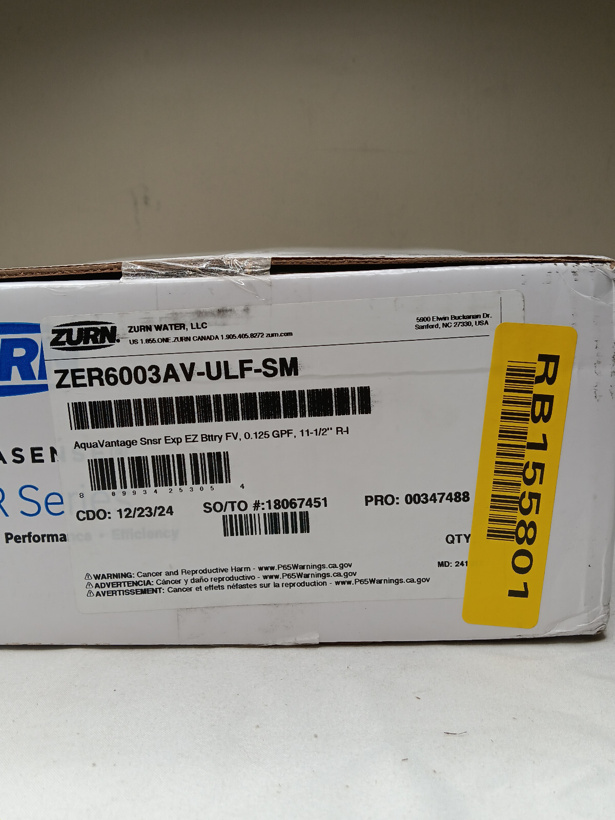 Zurn ZER6003AV-ULF-SM AquaSense 0.125 GPF Sensor Flush Valve