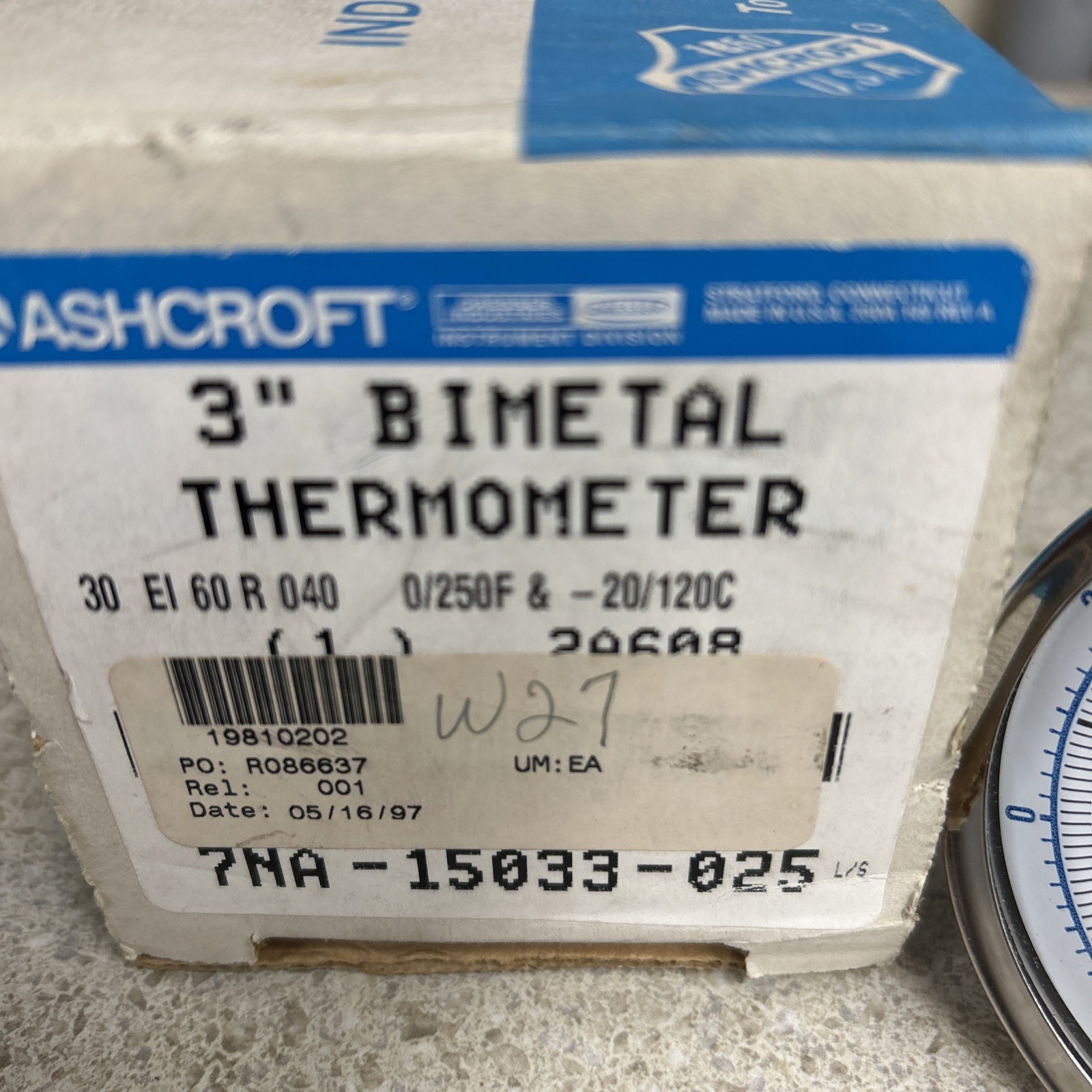 Ashcroft 30EI60R040 3″ Bimetal Thermometer