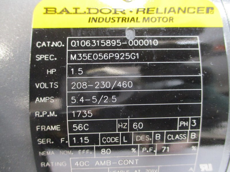BALDOR 0106315895-000010 M35E056P925G1 208-230/460V 5.4-5/2.5A NSNP