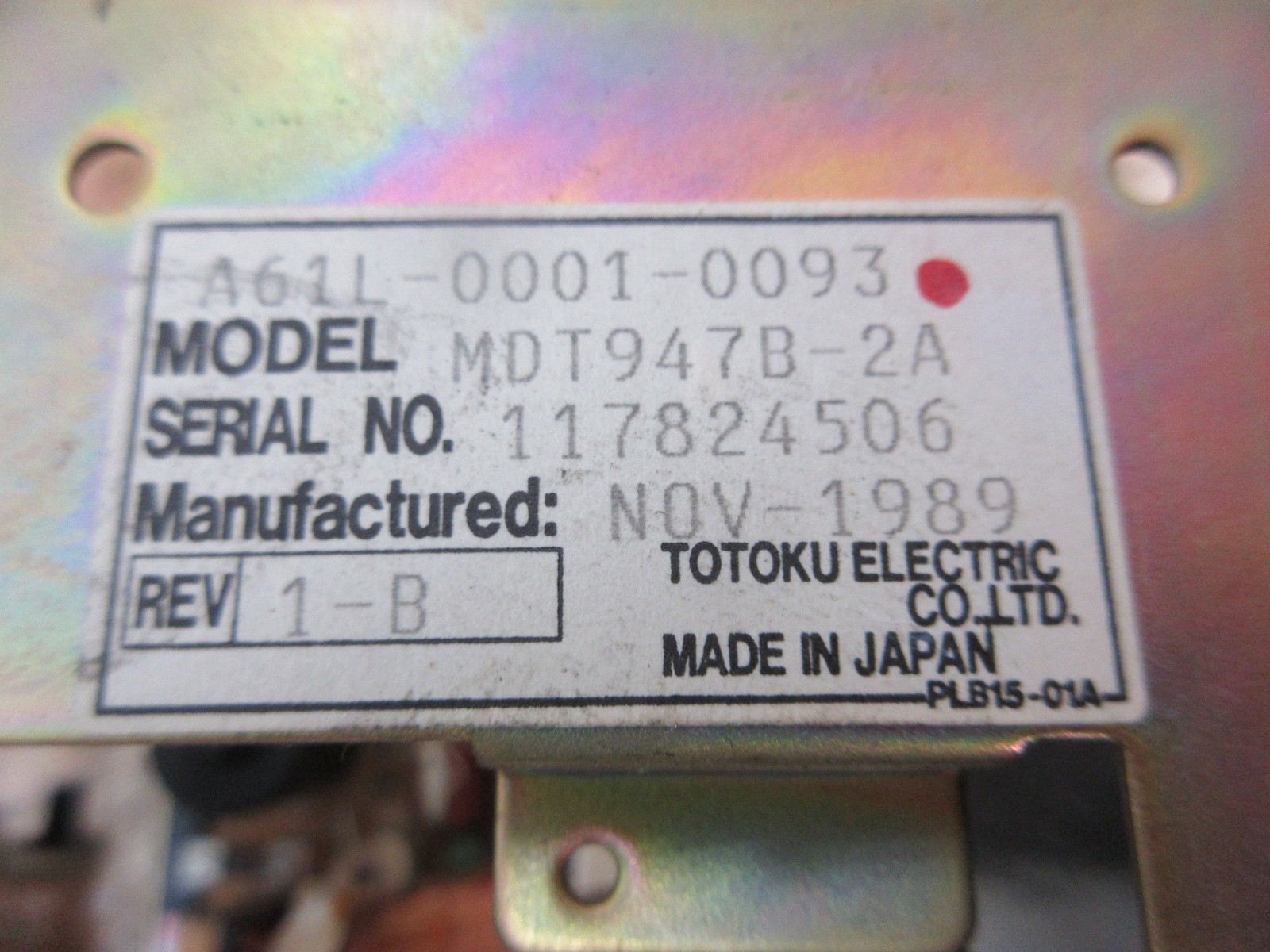 TOTOKU DISPLAY MONITOR A61L-0001-0093 MDT947B-2A