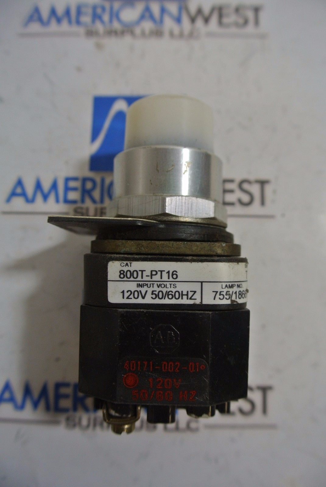 Used Allen Bradley 800T-P16 800TP16W White Illuminated Pilot Light