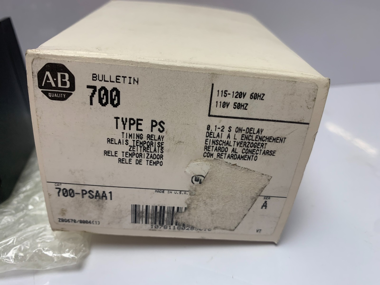 NEW ALLEN BRADLEY 700-PSAA1 /A TIMING RELAY 115-120V 60HZ 110V 50HZ 0.1-2S DELAY