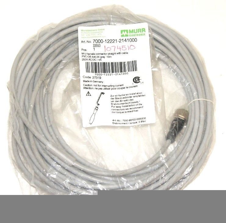 NEW MURR ELEKTRONIK 7000-12221-2141000 M12 FEMALE CONNECTOR 7000122212141000