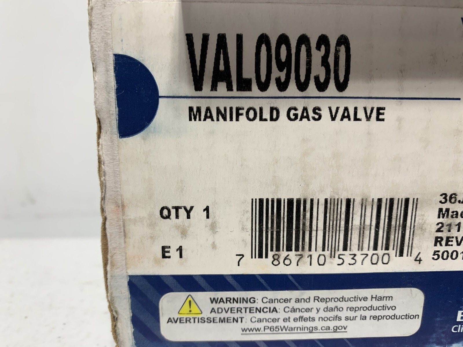 Emerson VAL09030 Manifold Gas Valve 24V 40/60 Hz 1/2 PSI