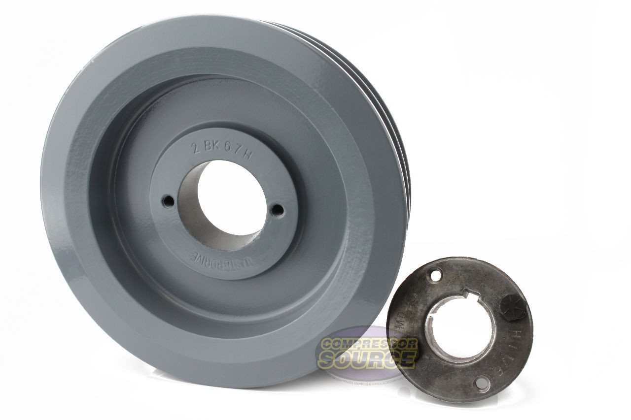 Cast Iron 6.5″ Dual Groove Belt B Section 5L Pulley w/ 1-1/8″ Sheave Bushing