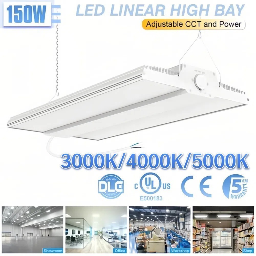 Garage Shop Lights 150W 5700K/4000K/5000K LED Linear High Bay Light Commercial