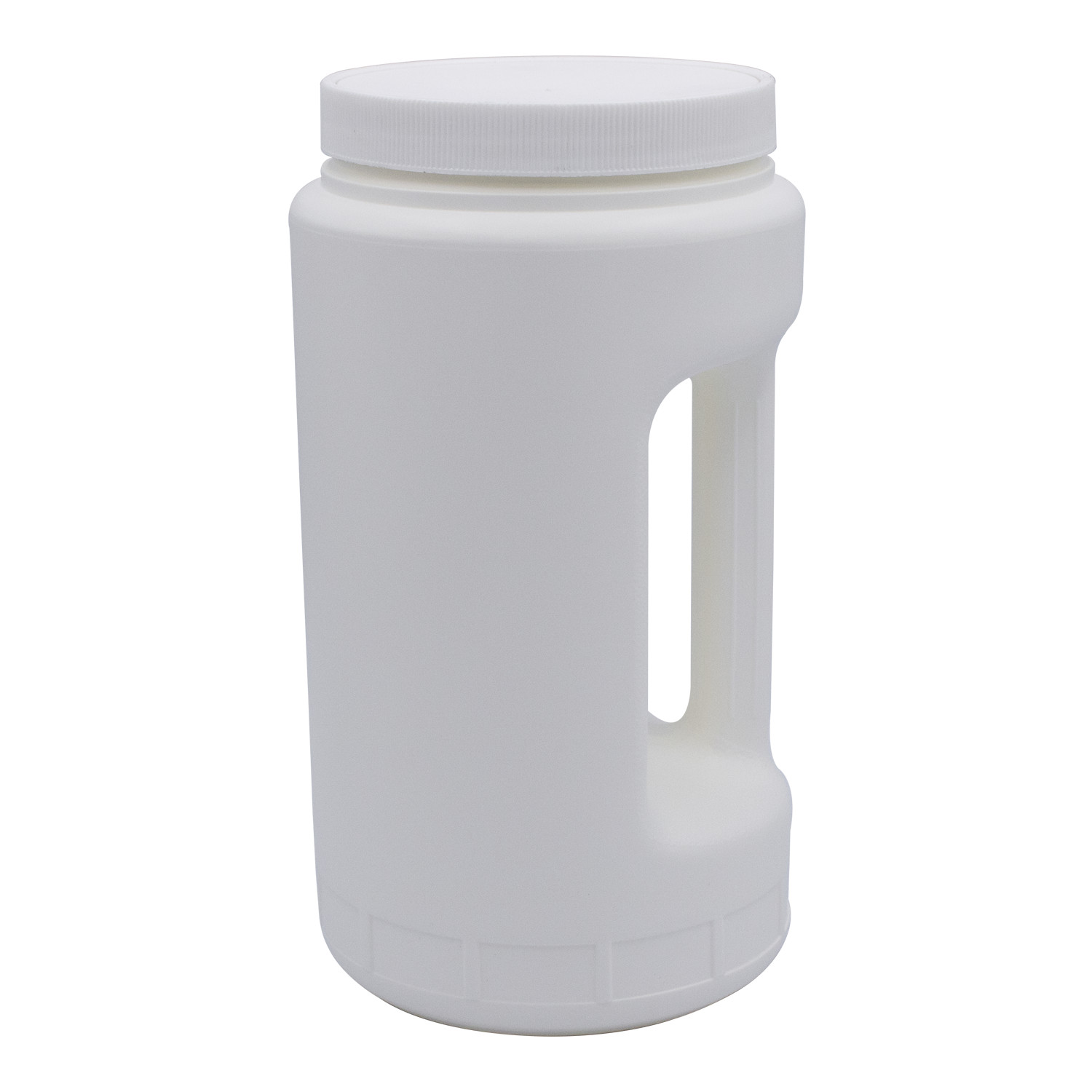 64 Ounce White HDPE Wide Mouth Canister w/ Side Handle, Case of 40 with Lids