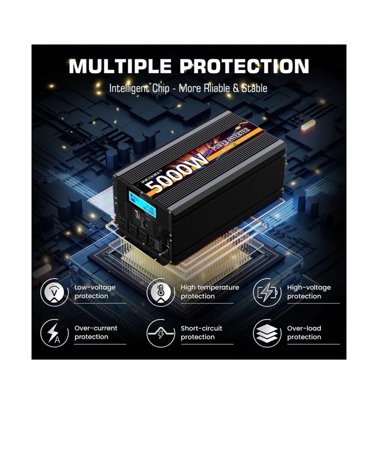 5000 Watt Power Inverter 12V DC to 110V 120V Converter for Family RV Off Grid…