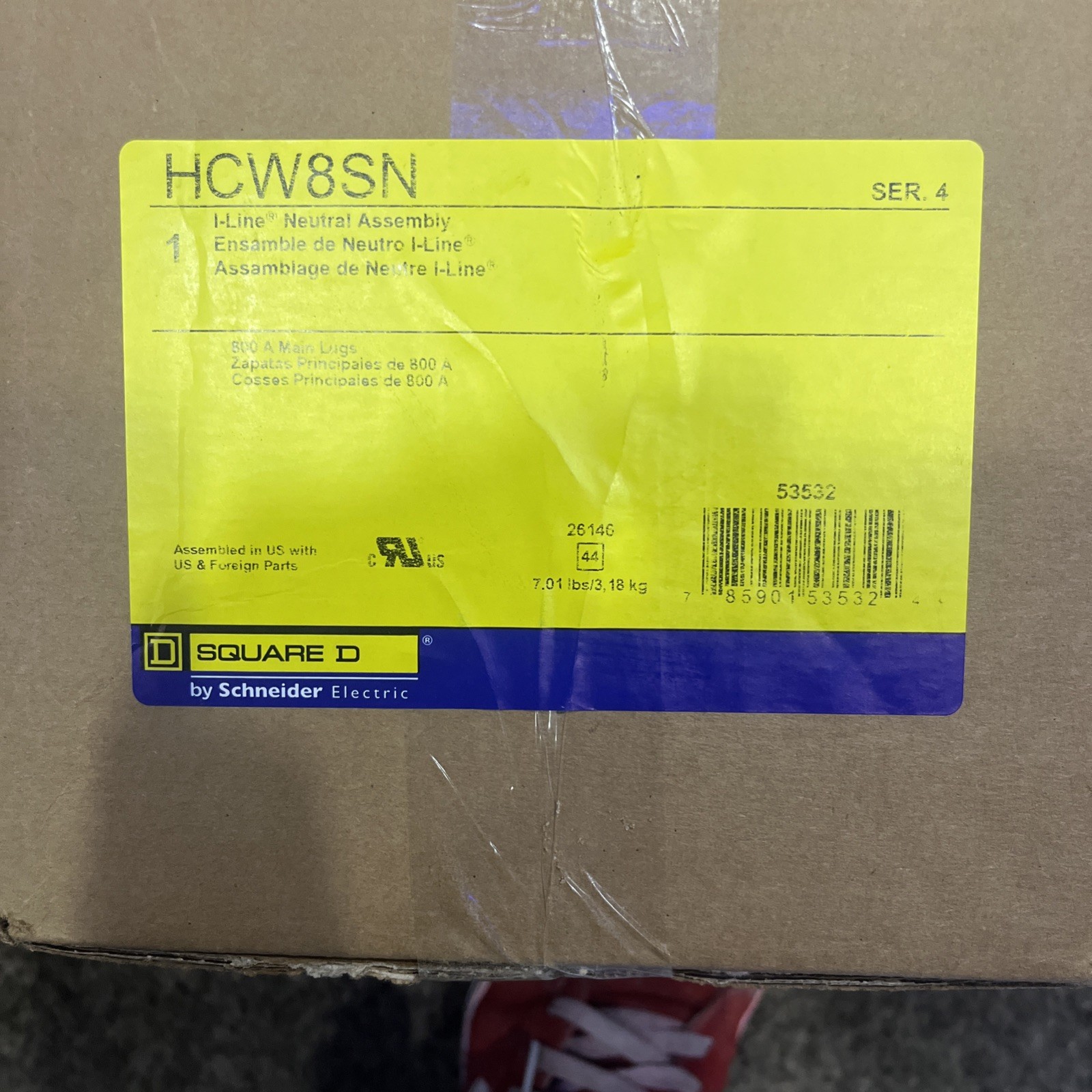 Square D HCW8SN I-Line Neutral Assembly 800A Main Lugs