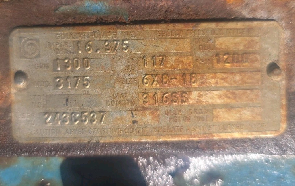 6×8-18 Goulds 3175 Pump 316SS