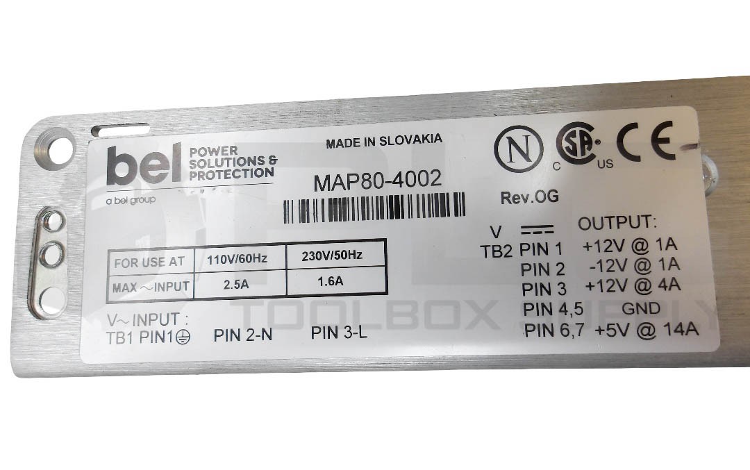 NEW BEL POWER SOLUTIONS MAP80-4002 POWER SUPPLY 110-230V 50/60HZ 2.5A