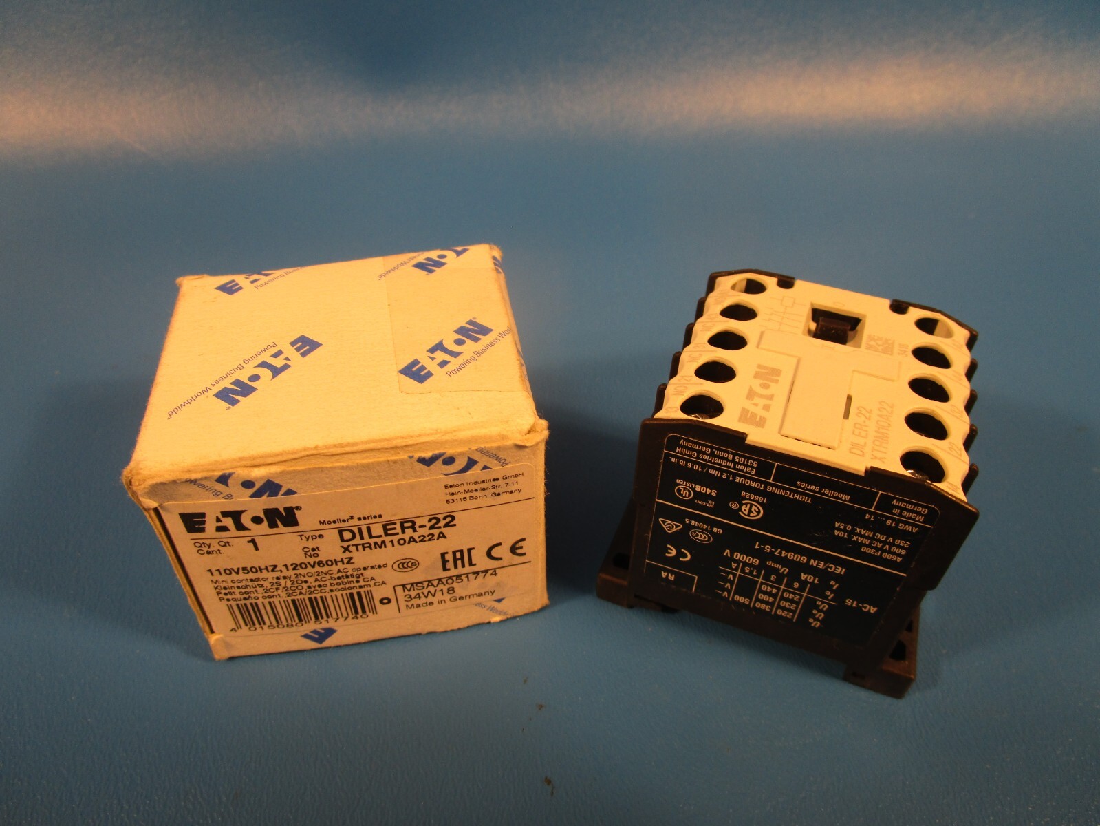 EATON DILER22, XTRM10A22A, Mini Control Relay, 10 A Contact Form 2/no/2nc