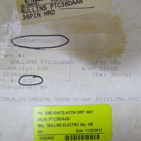 SULLINS ELECTRONICS CORPORATION PTC36DAAN Qty of 50 per Lot CONN TH HDR 72PIN