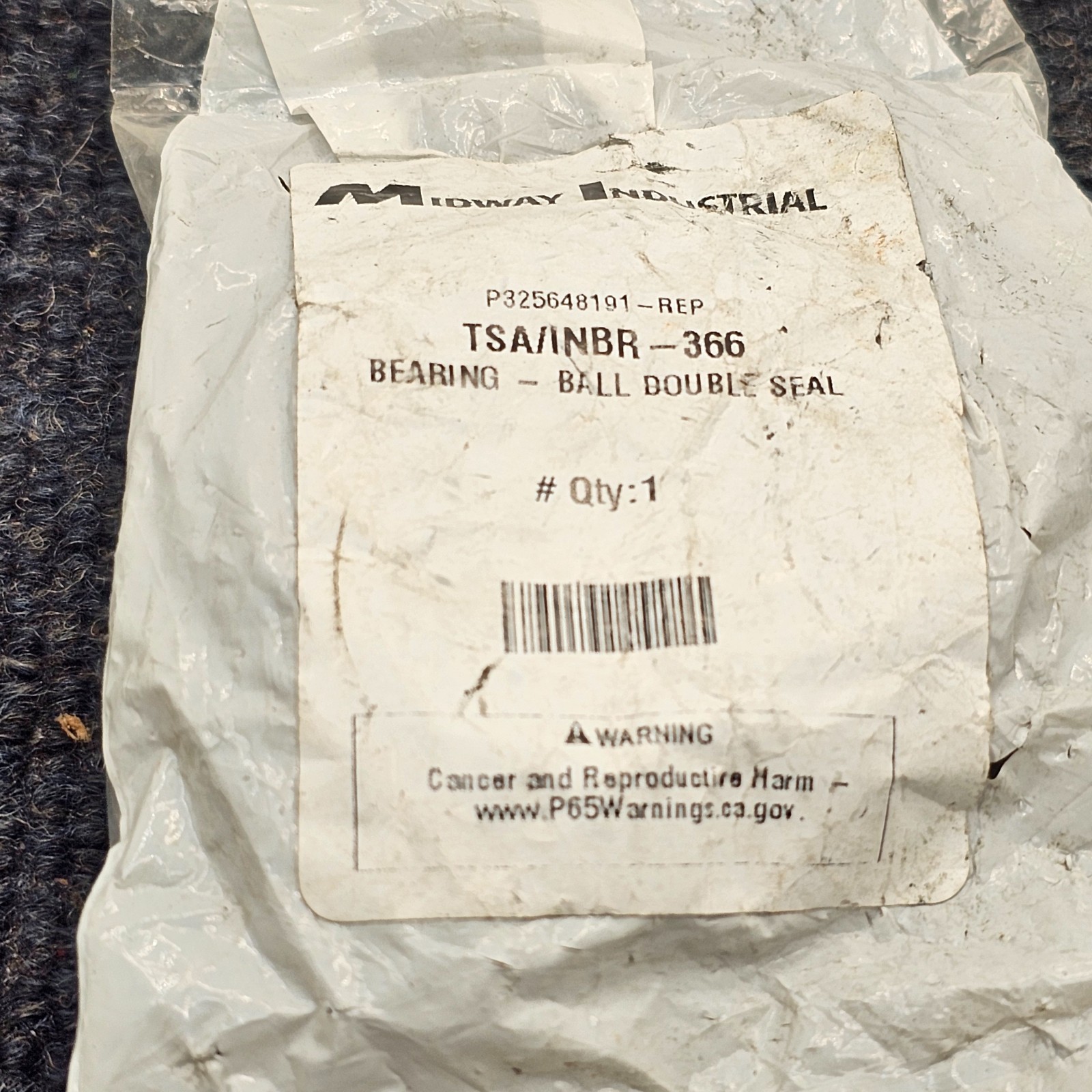 MIDWAY INDUSTRIAL TSA/INBR-366 P325648191-REP DOUBLE SEAL BALL BEARING