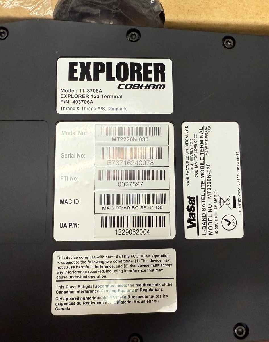 Cobham EXPLORER 122 Mobile Satellite Terminal for Ligado & Viasat Skyterra 1 Sat