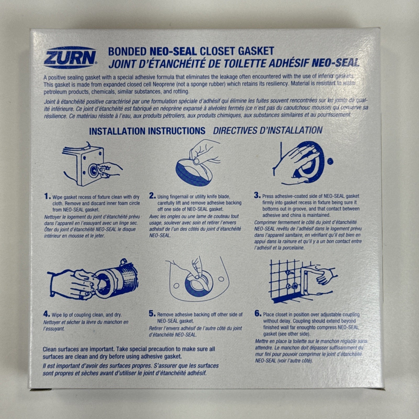 New Lot of 10 Zurn Z1200-NEOSEAL-GSKT-4, 4” Bonded Neo Seal Closet Gasket Kit