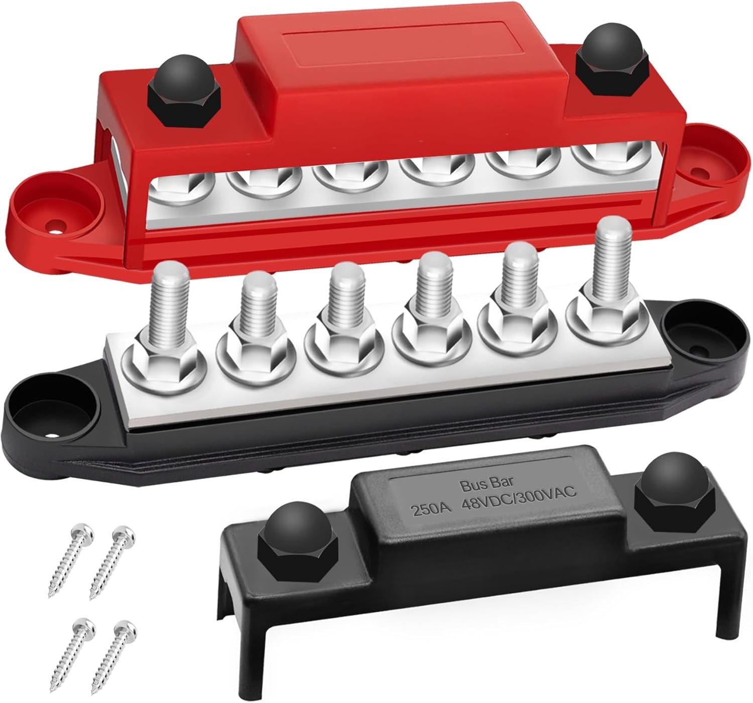 250A Bus Bar 12V Marine 1/4″ Power Distribution Block Automotive 6×1/4″