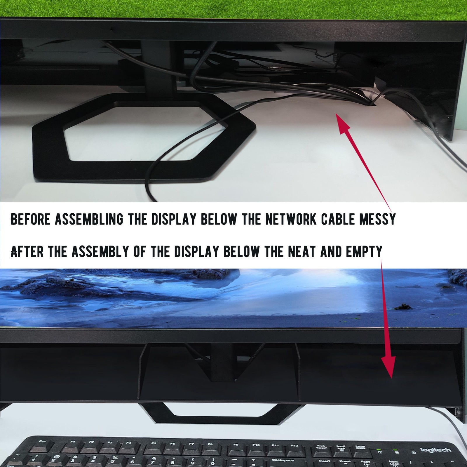 DPYSG_TO Desktop organizer shelf over monitor-Desktop 11 inches high, Black