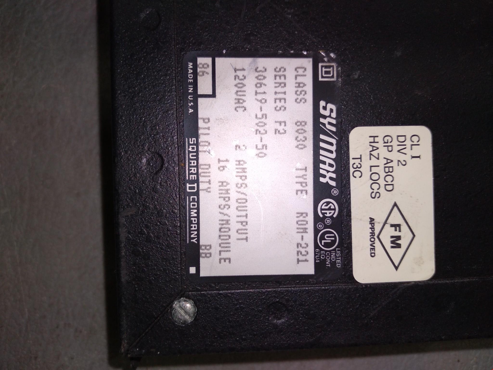 SQUARE D SY/MAX ROM-221 CLASS 8030 SER.F2