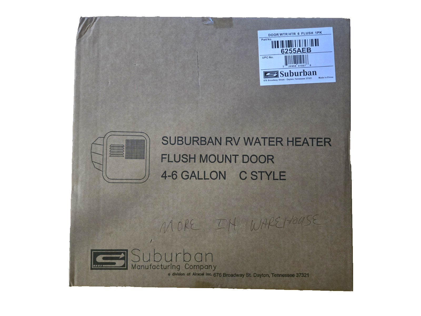 Suburban RV Water Heater Flush Mount Door – 4-6 Gallon C-Style Part No. 6255AEB
