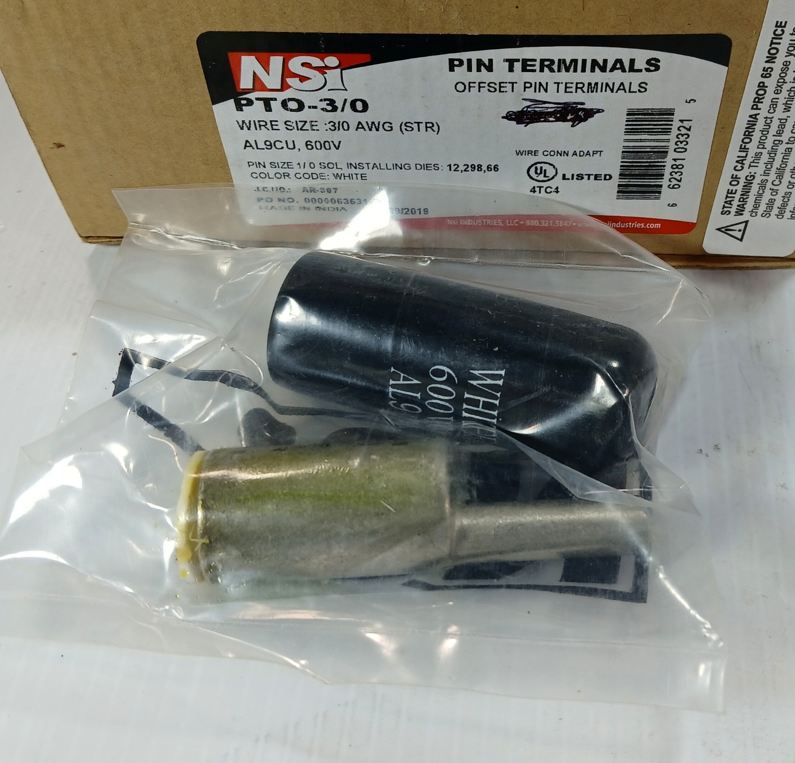 1 NEW NSI PTO-3/0 ALUMINIUM OFFSET PIN TERMINAL NNB ***MAKE OFFER***