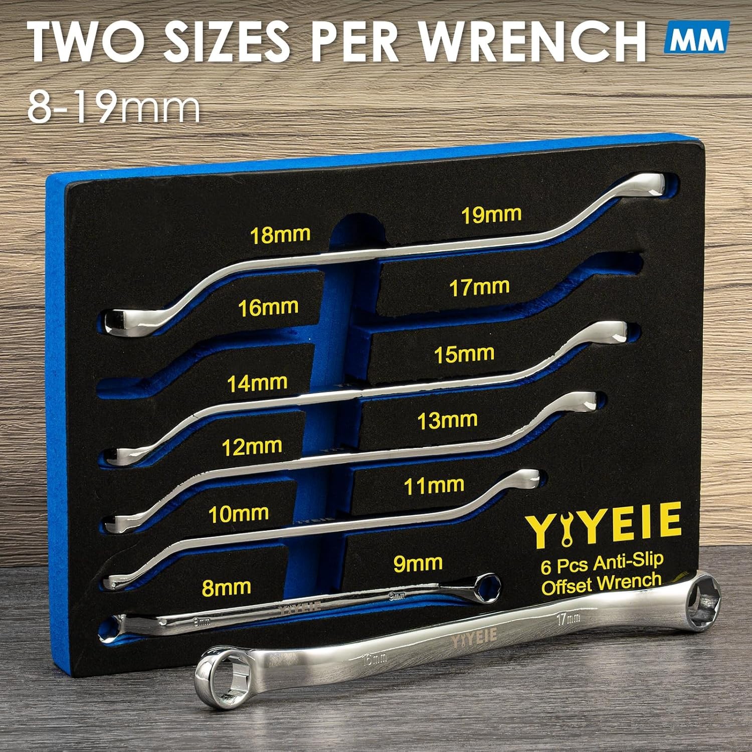6 Pc. Bolt Extractor Wrench Set, Metric 8-19mm, 6 Point Box End Wrench Set with