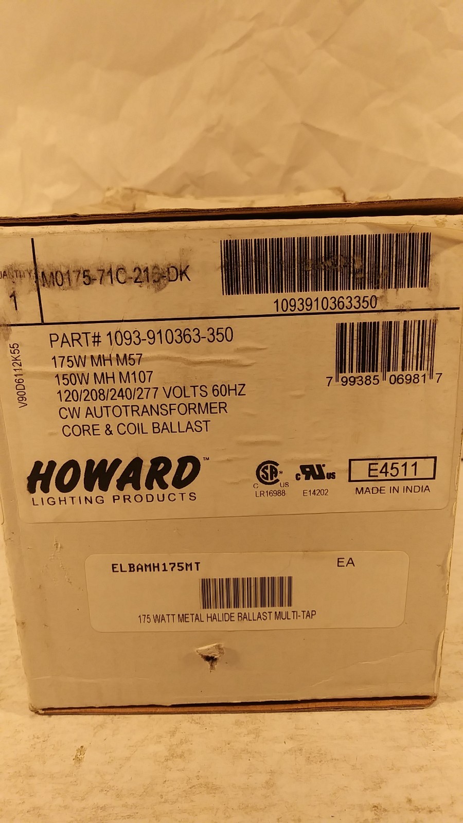 Howard Lighting CW Autotransformer Core & Coil Ballast P/N 1093-910363-350