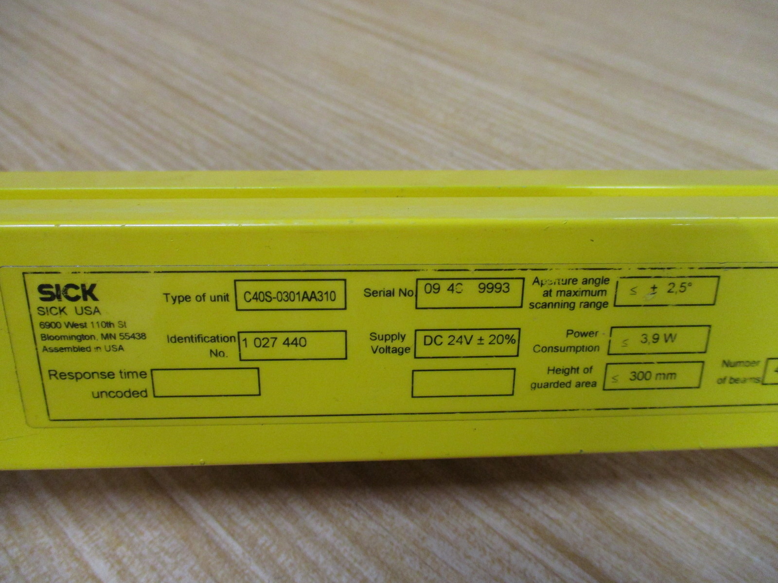Sick C40S-0301AA310 C4000 Eco Light Curtain Sender 1027440