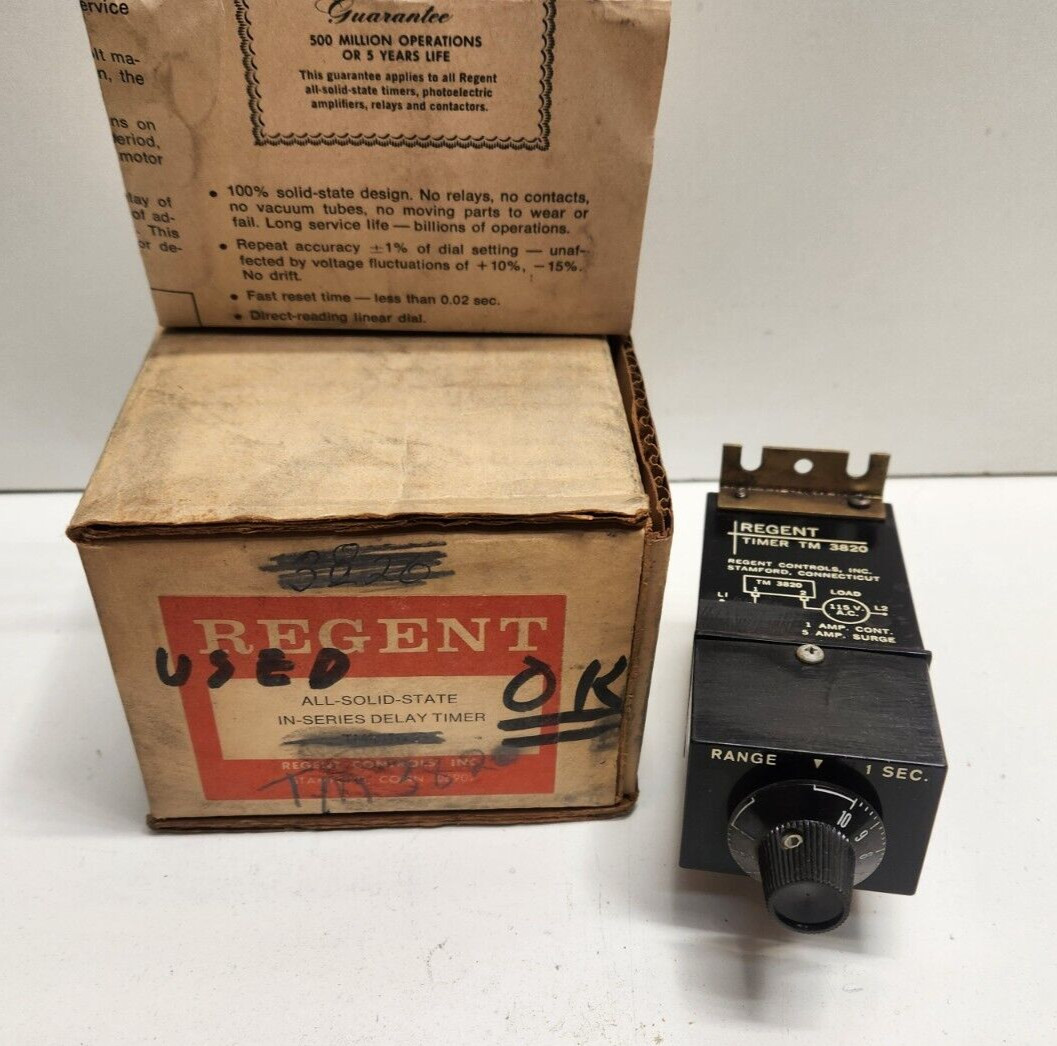 GUARANTEED! REGENT 115V 1 SEC SOLID STATE TIMER TM-3820