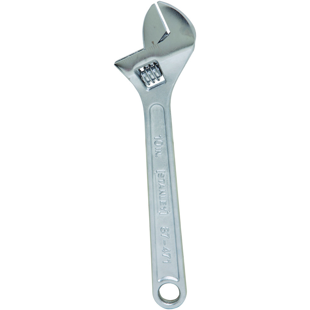 Stanley 87-471 Adjustable Wrench, 10 in Overall Length, Polished Chrome Plated
