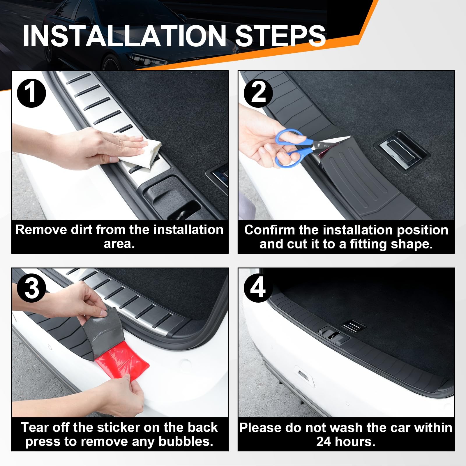 Car Rear Bumper Protector 41.5″x3.6″ Universal Rubber AntiScratch Accessory