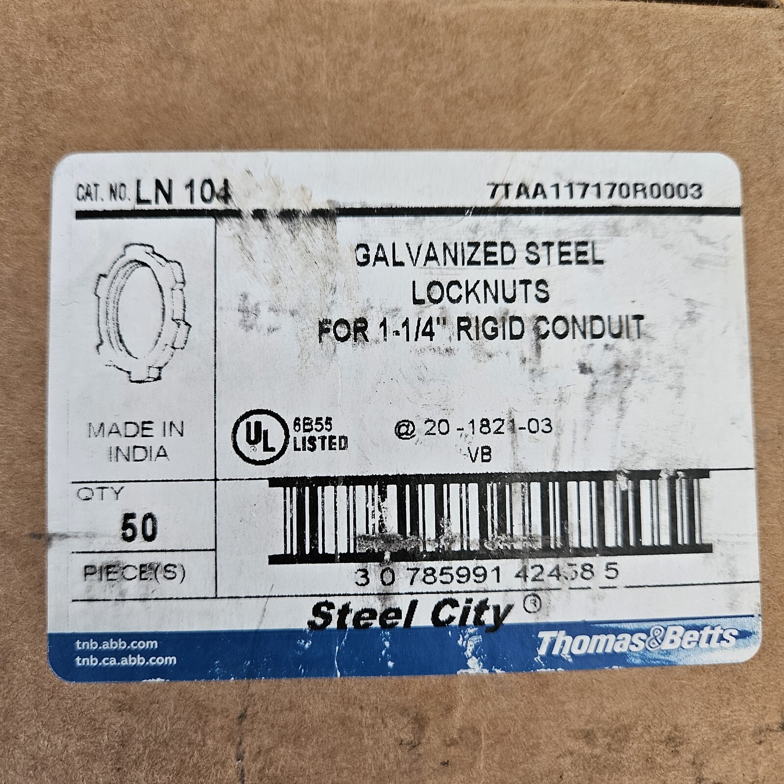 Steel City LN-104 LN104 Locknut 1-1/4″ (Pack of 50) VF4