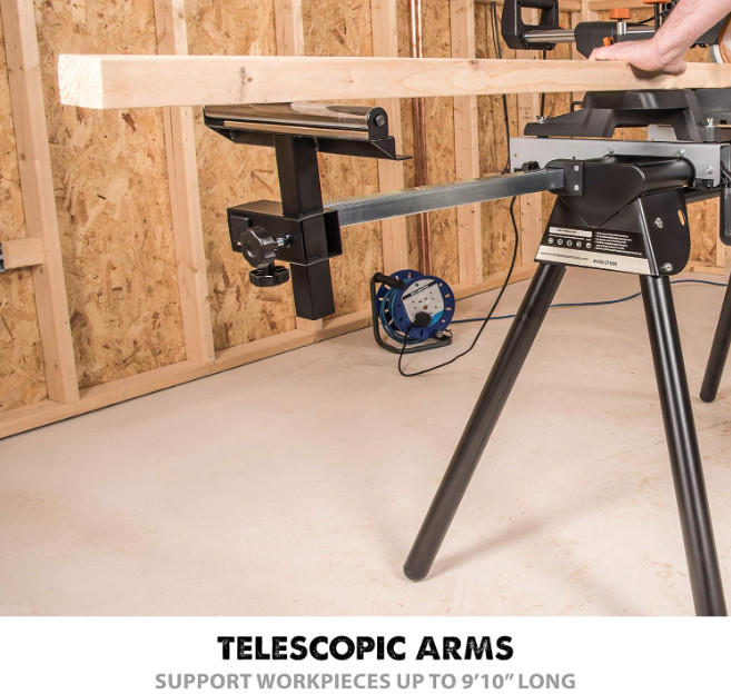 Soporte plegable para sierra ingletadora, ajuste universal y cortes repetitivos