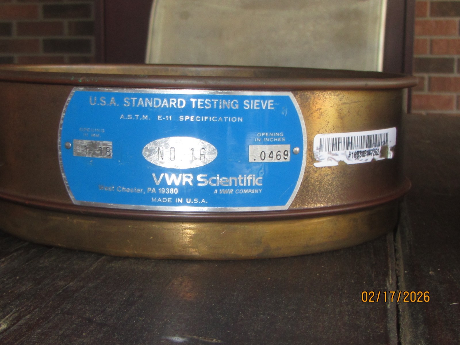 8″ full height brass lab sieves. Used. Fisher and VWR. Stack of 4. Sizes below.