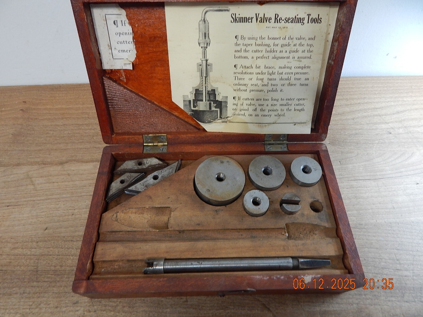 Vintage Skinner Company Wooden Tool Case – Motor Valve Resetter Tools INCOMPLETE