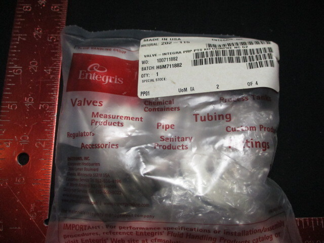 ENTEGRIS-FLUOROWARE 202-115 VALVE- INTEGRA PRP PTS KIT1/2INPNE NC G2