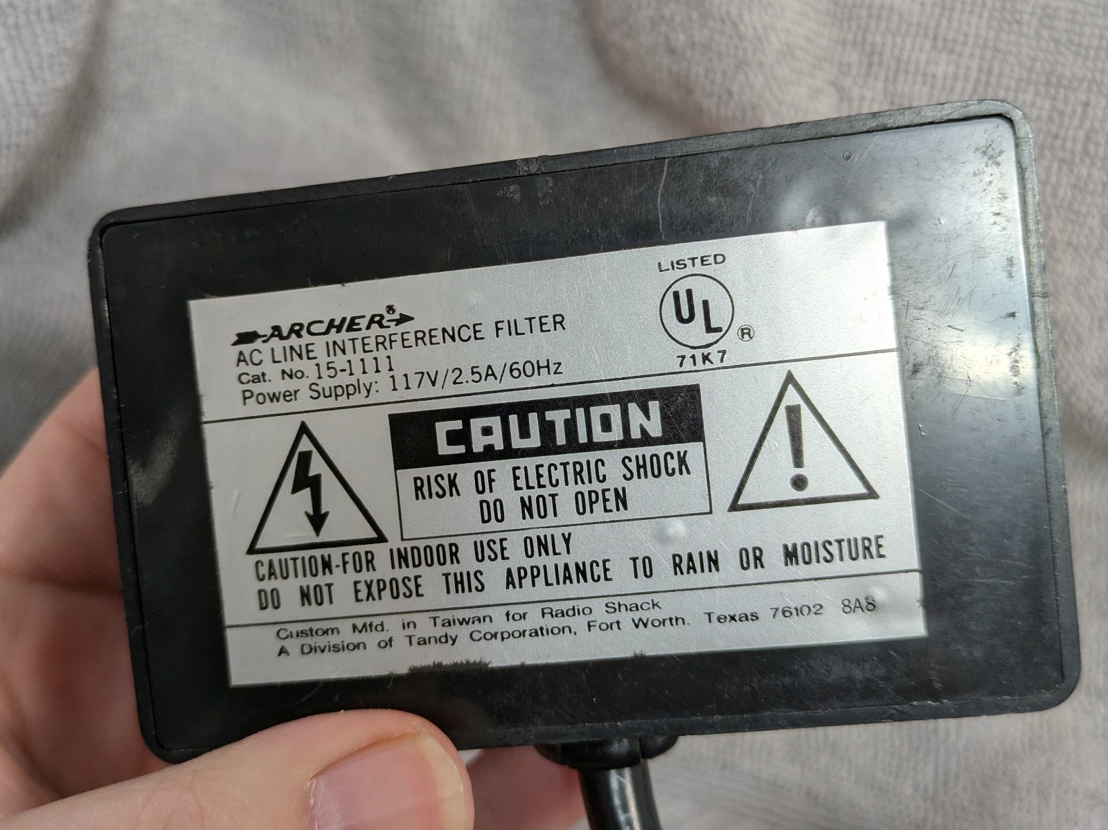 AC Line Interference Filter ARCHER 15-1111 117V 2.5A Radio Shack