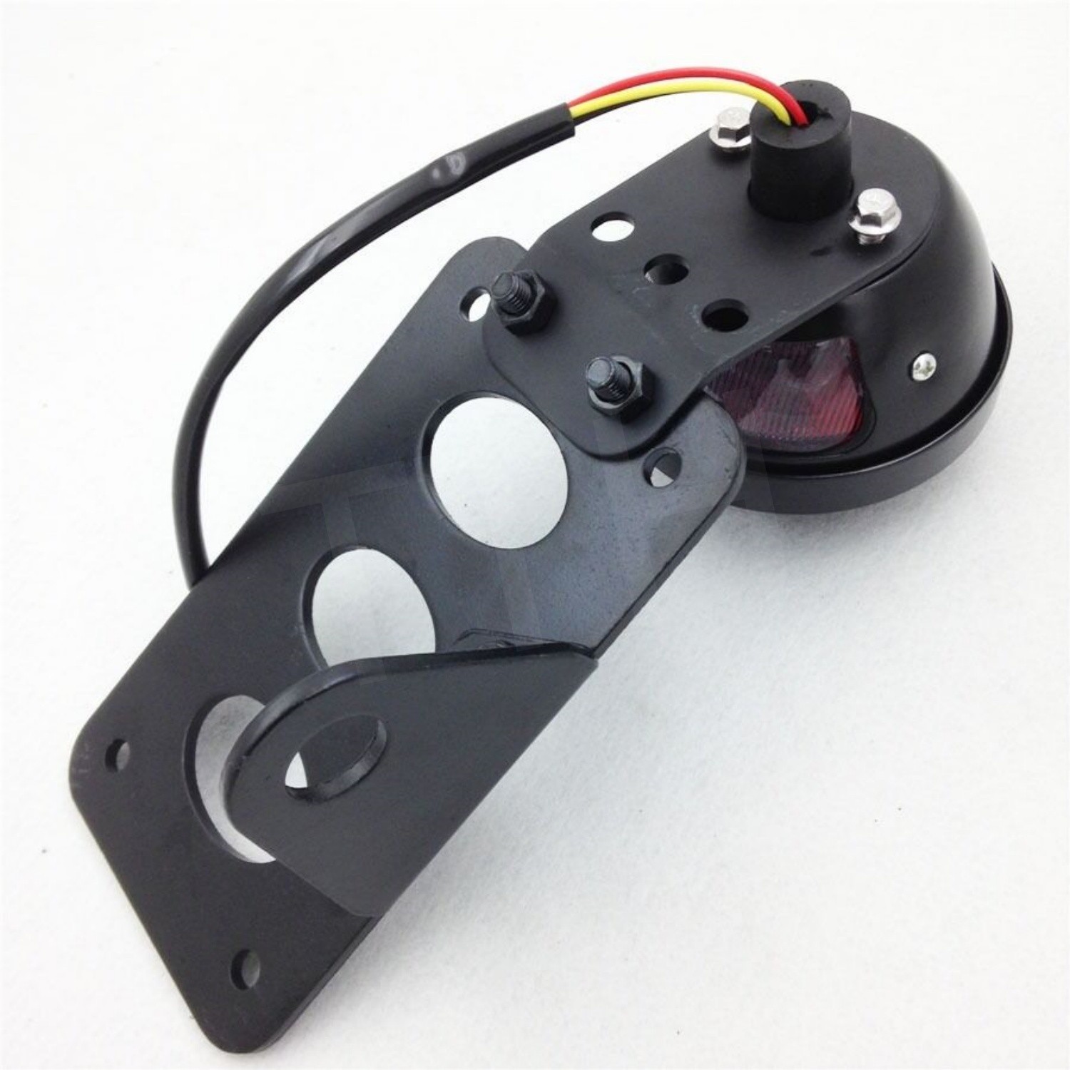 Black Side Mount Tag License Plate Holder Bracket LED Tail Light Brake Light