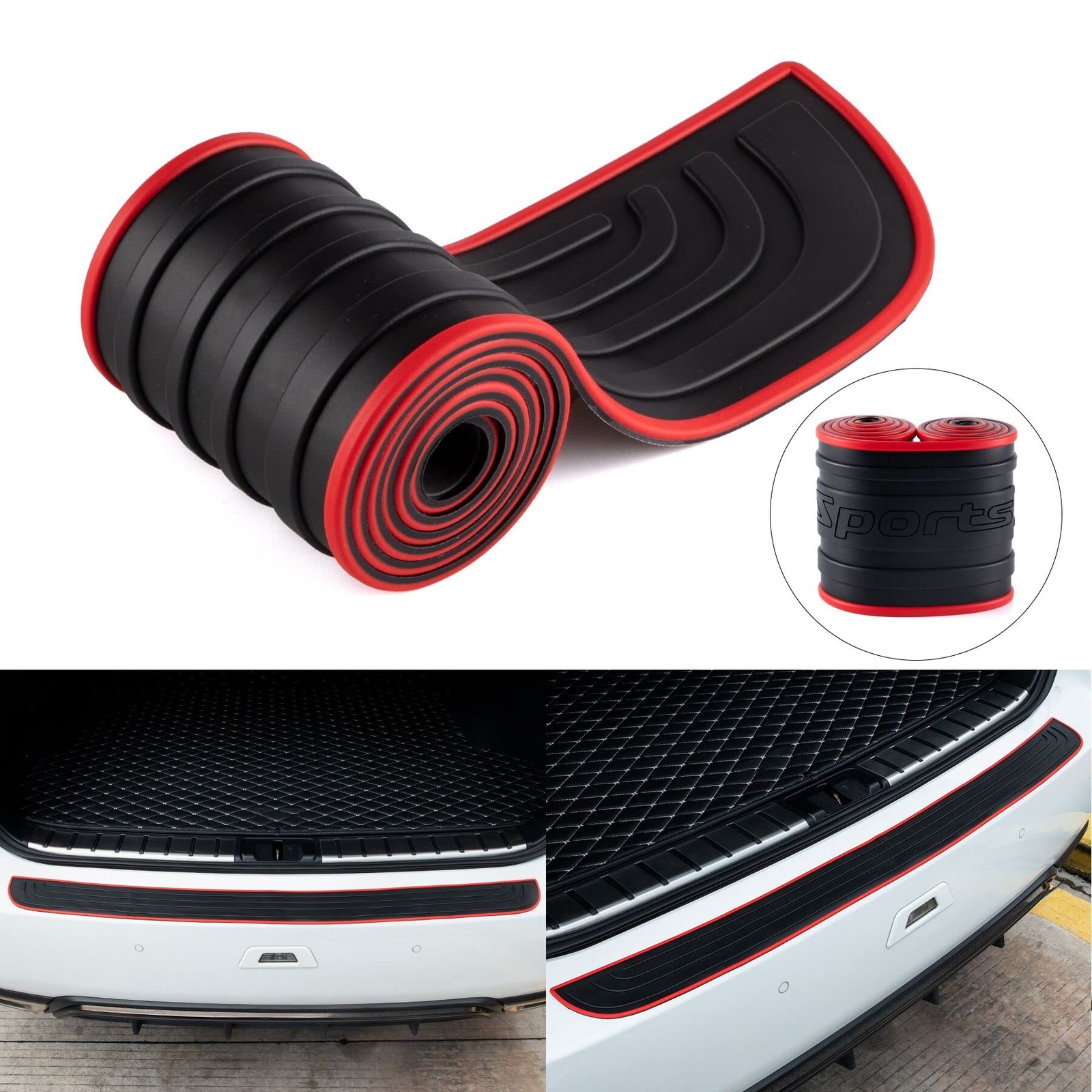 Car Rear Bumper Protector, 35.5inch x2.75inch Car/SUV Universal Rubber Anti-S…